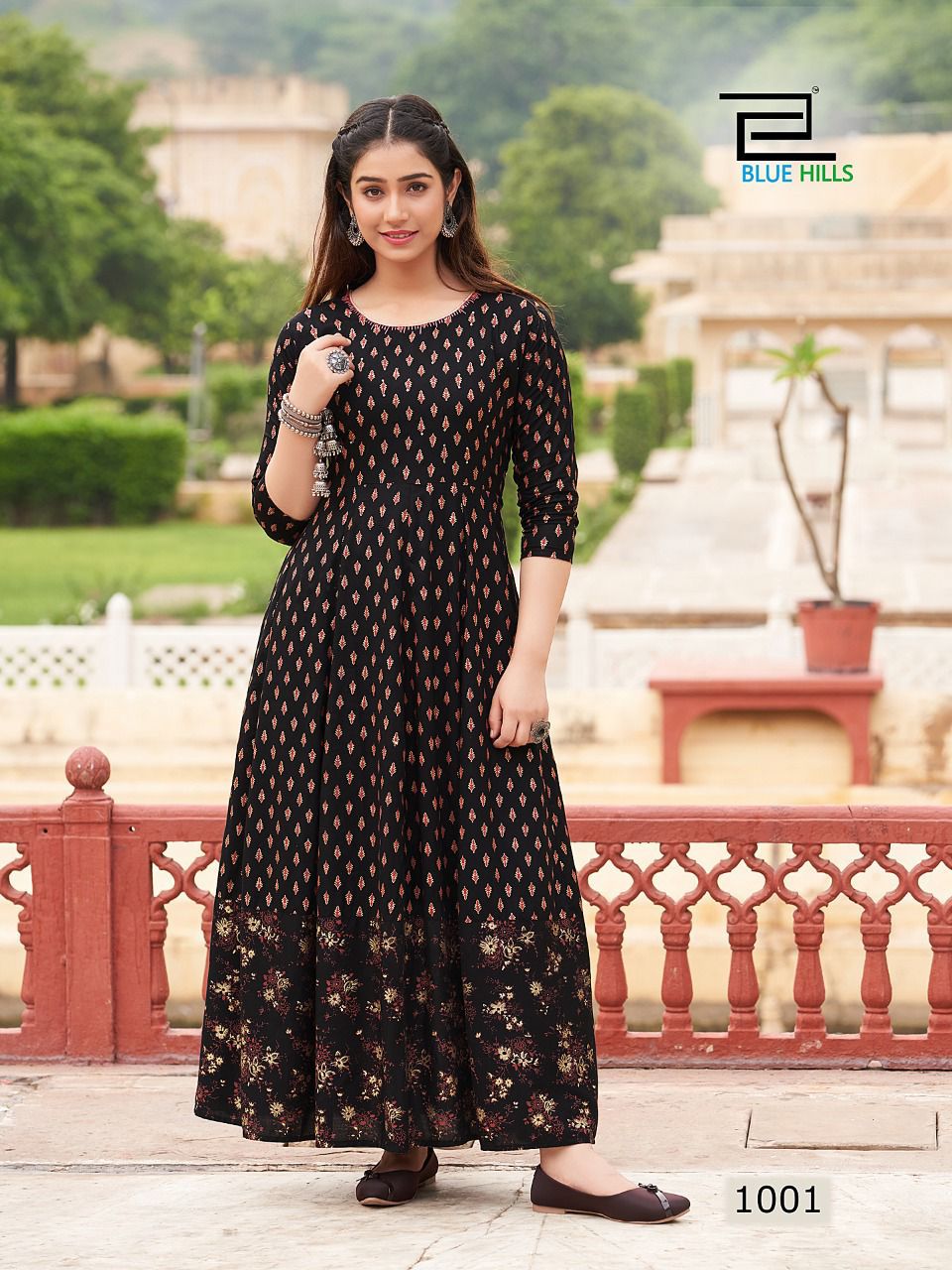Blue Hills Rani 1 Rayon Printed Ethnic Wear Long Anarkali Kurti Collection
